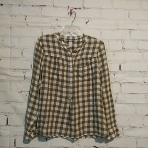 Madewell Green Plaid Button Down Blouse